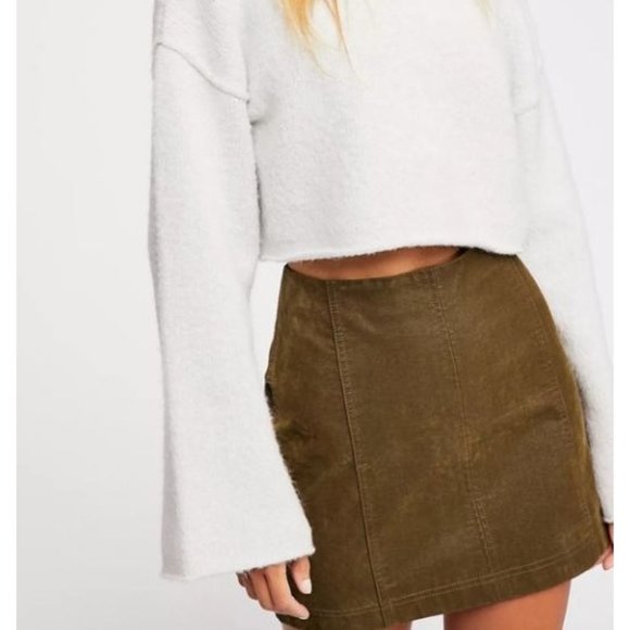 Free People Modern Femme Vegan Suede Mini Skirt Tobacco Size 0 - Picture 6 of 8